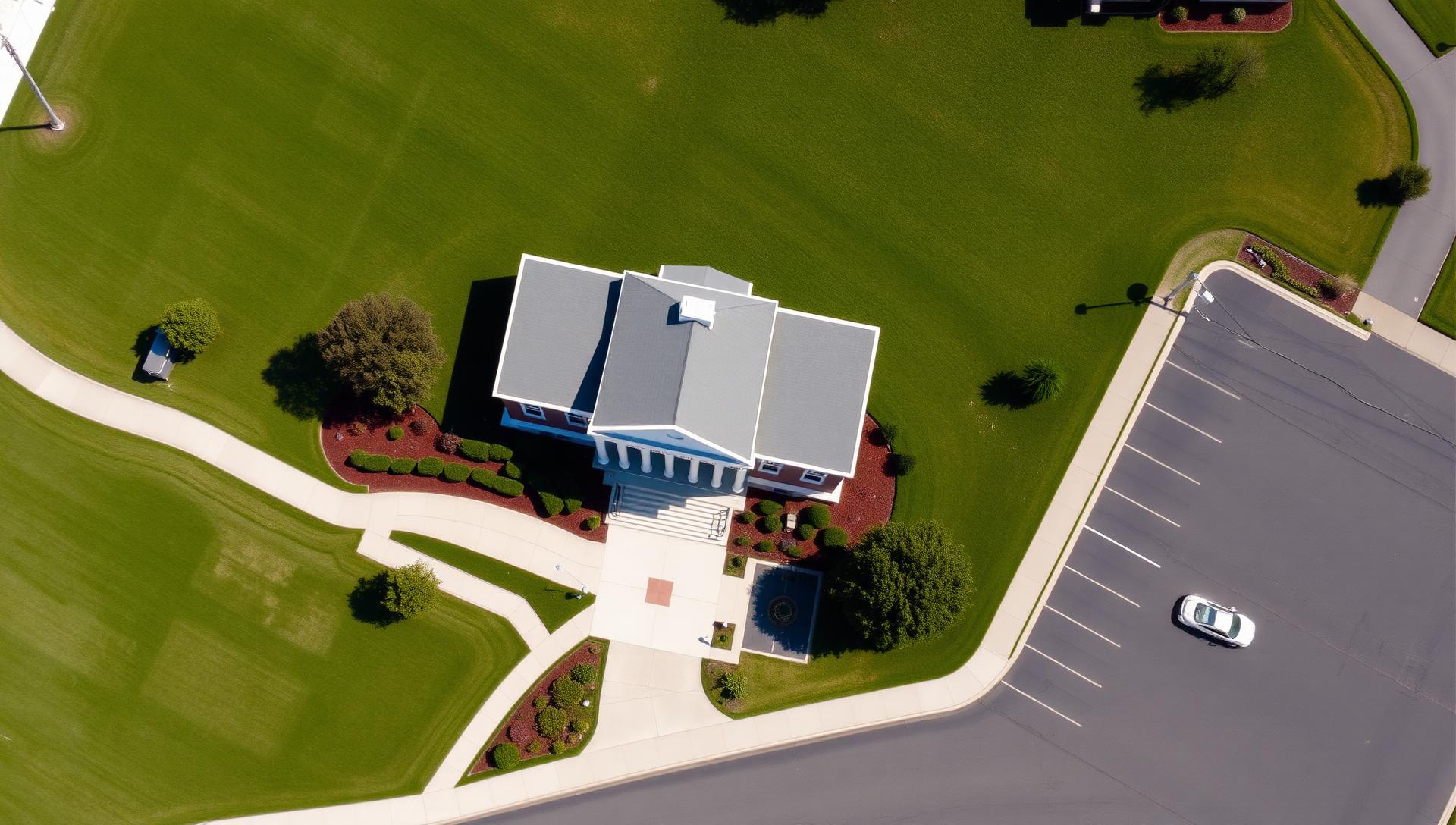 Manicured government facility grounds