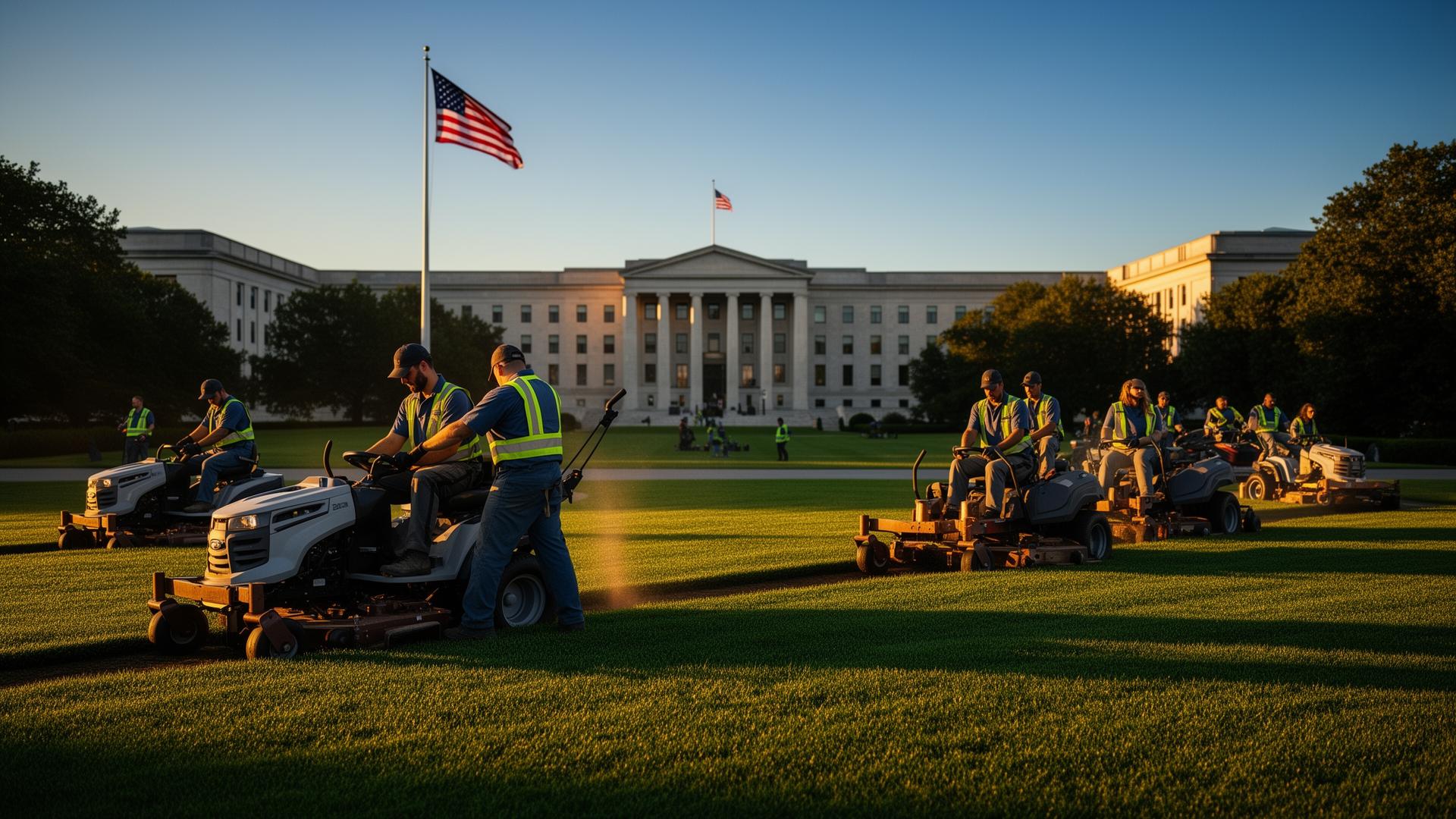 Landscaping crew at a government facility